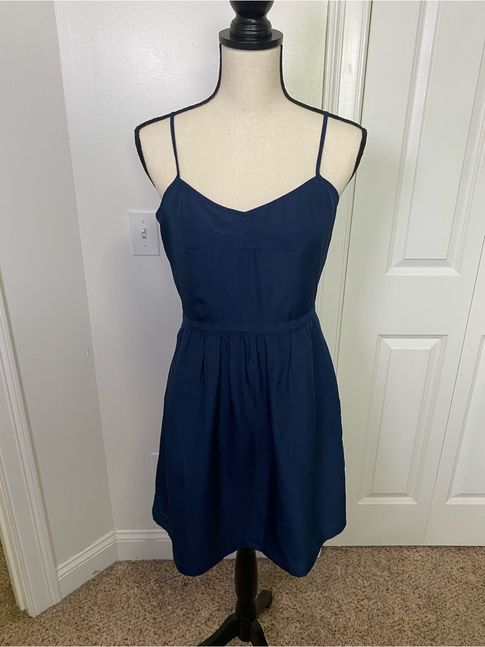 J. Crew Navy Spaghetti-Strap Classic Dress